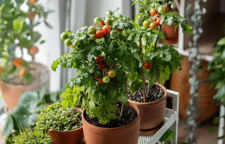 dwarf fruit growing in pots