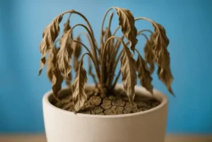 Drought stress in potted fruit trees