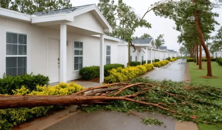 Wind damage on balcony fruit trees