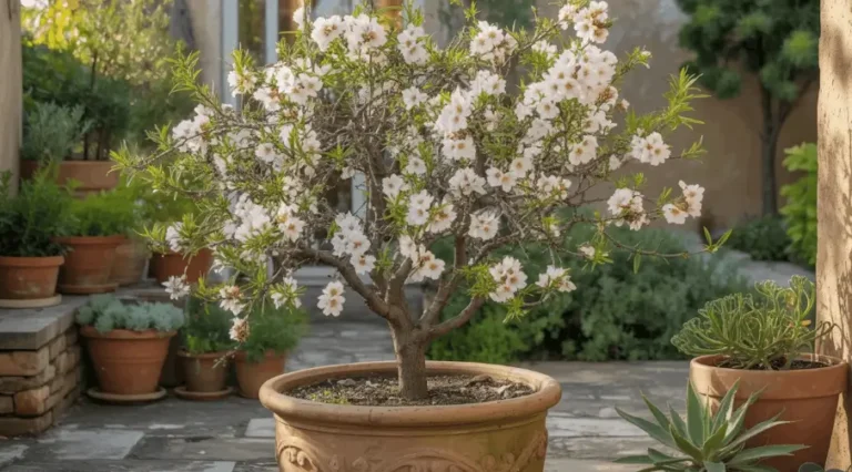 almond tree in container
